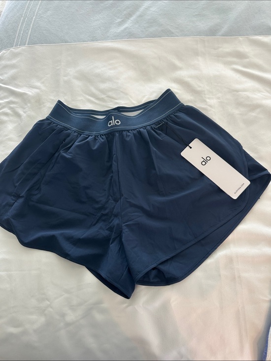 ALO Yoga Pants - ALO Yoga Navy Blue Match Point Women's Athletic Shorts